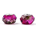 Korálky evropského typu - 14 x 8,5 mm - dvoubarevné - 1 ks Dvě barvy: Červenobílá