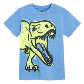 Tričko s krátkým rukávem s dinosaurem -modré - 98 BLUE