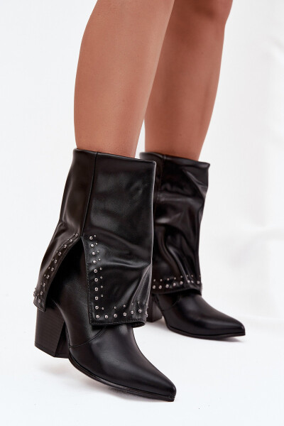 Kovbojky s obráceným kotníkem a zdobením zateplené Černé Inessia 37