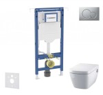 GEBERIT - Duofix Set předstěnové instalace, klozetu a sedátka Tece One, tlačítka Sigma01, Rimless, SoftClose, matný chrom SANI11CT2100