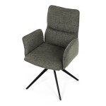 Židle jídelní, zelená látka, 360° vratný mechanismus, černý kov