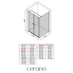 CERANO - Sprchový kout Antelo L - L/P - 6 mm - černá matná, transparentní sklo - 84x30 - otočný CER-666484