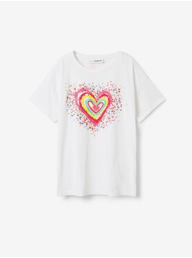 Bílé holčičí tričko Desigual Heart Holky