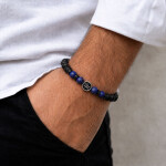 Náramek znamení zvěrokruhu Zodiac - 8 mm lapis lazuli, lávový kámen, 20 cm Střelec (23.11. - 21.12.)