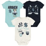 Outerstuff Dětské body Seattle Kraken NHL Littlest Player 3Pk Creeper Se Velikost: Batole 18 měsíců