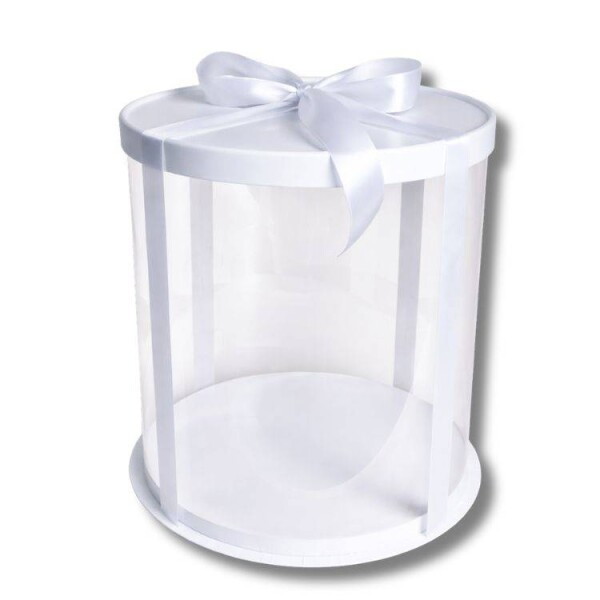 Cake Star Cake Star Plastový kulatý box na dorty bez stuhy 4Cake bílý (26 x 26 x 31 cm)