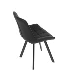 Židle jídelní, černá látka v dekoru broušené kůže, černý kov
