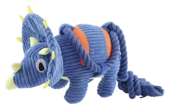 Huhubamboo Plyšový Triceratops 43 cm / Hračka pro psy / Pískací / Manšestr (355983)