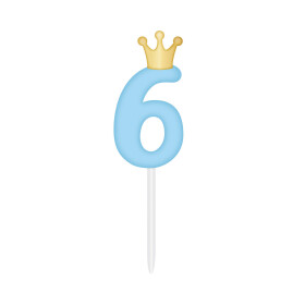 SVÍČKA modrá s korunkou ČÍSLO 6 - Albi
