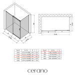 CERANO - Sprchový kout Santoro - levá - 6 mm - chrom, mléčné sklo - 120x70 - posuvný CER-665707