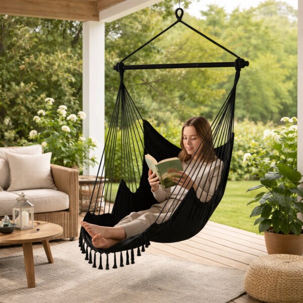 Závěsné brazilské křeslo 2v1 v BOHO stylu s polštáři