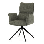 Židle jídelní, zelená látka, 360° vratný mechanismus, černý kov