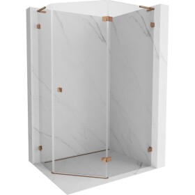 MEXEN/S - Lunar L sprchový kout pětiboký křídlový pravá 90 x 80, transparent, růžové zlato 831L-090P-080L-60-00-P