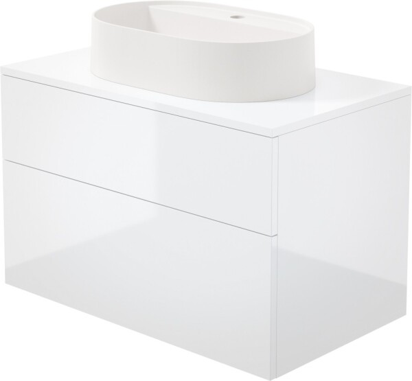 DEANTE - Prizma bílá koupelnová skříňka, s granitovým umyvadlem - 55x35 cm; SD6B8SAU6B