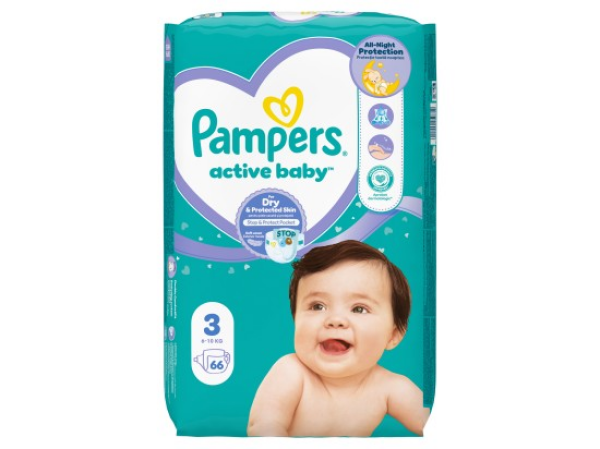 Pampers Active Baby, vel. 3, 66 ks