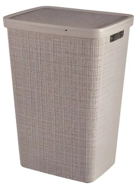 Curver Jute Koš na prádlo s víkem 58 l taupe / Koš na prádlo / 60 x 43 x 34 cm (263717)