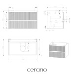CERANO - Koupelnová skříňka pod umyvadlo Carole - bílá matná rýhovaná - 79x48x45 CER-674929