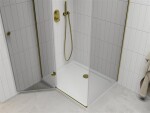 MEXEN/S - Roma obdélníkový sprchový kout 100x70, transparent, zlatý + vanička 854-100-070-50-00-4010