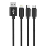 Setty GSM043225 3v1 USB 2.0 (M) - USB-C/MicroUSB/Lighting (M) černá / datový kabel / 1m (GSM043225)