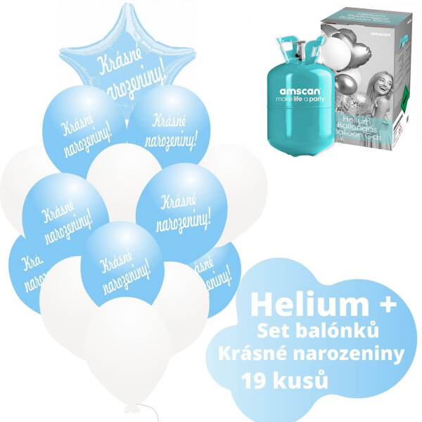 Helium set - světlemodré balónky KRÁSNÉ NAROZENINY - Balonky.cz Helium set - světlemodré balónky KRÁSNÉ NAROZENINY - Balonky.cz
