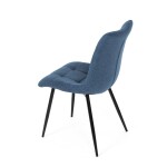 Židle jídelní, modrá látka, černé kovové nohy