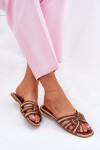 Dámské Ploché Pantofle S Propletenými Pásky Hnědé Acimine 41