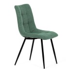 Židle jídelní, zelená látka, černé kovové nohy