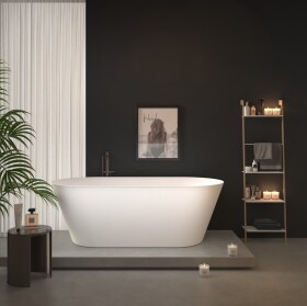 Erga Rhea, volně stojící vana 170x80 cm + odtoková zátka, bílá lesklá, ERG-RHEA-170080-WH-WH