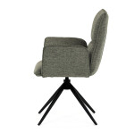 Židle jídelní, zelená látka, 360° vratný mechanismus, černý kov