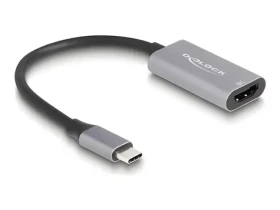 DeLock USB-C (M) - HDMI (F) šedo-černá / Adaptér / 8K 30Hz / HDR / HDCP / 15 cm (60021)