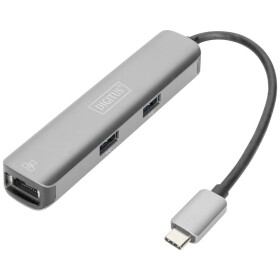 Digitus Cestovní dokovací stanice USB-C Multiport, 6 portů 4K, HDMI, 1x USB-C, 2x čtečka karet USB3.0,2x