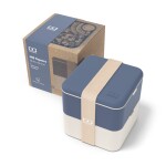 Monbento Svačinový box Monbento Square Blue/Natural 1,7 l, modrá barva, plast