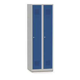 Šedá dvoudílná skříň 500x800x1900 mm na nožičkách se 2 dvířky, typ zámku 1