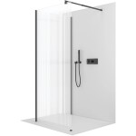 CERANO Sprchová zástěna Walk-in Onyx Corner Round L/P - 8 mm - kulatá vzpěra - černá matná, rýhované sklo - 100x90x200 cm