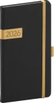 NOTIQUE Kapesní diář Twill 2026 černo-zlatý / 9 x 15.5 cm (PGD-KAPTW-6001)