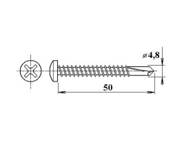 GEOMAT Šroub do železa (půlkulatá hlava) TEX 4,8 × 50 mm