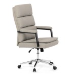 Křeslo kancelářské, béžová ekokůže, kříž kov chromový, houpací mechanismus, čalouněné područky
