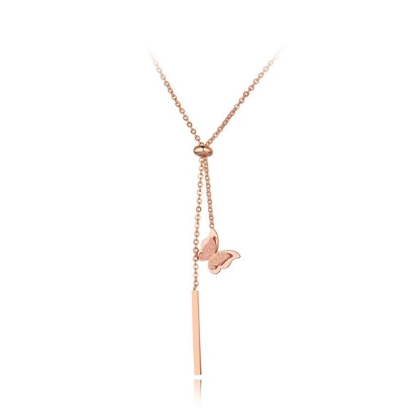 Ocelový náhrdelník Patrisa - chirurgická ocel, motýl, Zlatá 40 cm + 5 cm (prodloužení)