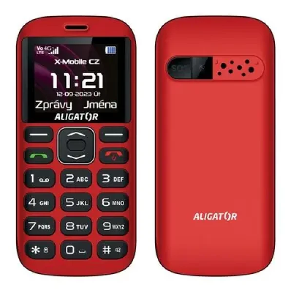 Rozbaleno - Aligator A720 4G Senior černo-čevená / 1.8" TFT / SOS tlačítko / nabíjecí stojánek / SOS lokátor / FM rádio / rozbaleno (A720RB.rozbaleno)