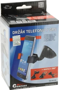 Compass Držák telefonu a GPS na přísavku SIDE / Držák / Přísavka s aretací / 360° otočný / černá (06256)