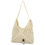 Módní dámská boho kabelka na rameno Ibolya, krémová