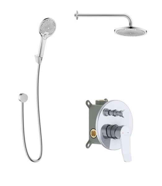 Kielle - Nefia Sprchový set s baterií pod omítku, pro 2 spotřebiče, s příslušenstvím EcoSpare a tělesem, chrom 20627SP140