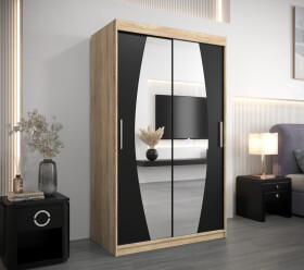 Šatní skříň Abi E0 Barva korpusu: Dub Sonoma, Rozměry: 120 cm, Dveře: Černá