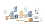 CUBIKA Pastel 16020 Navlékací ryby a mořští živočichové - navlékací set - 13 dřevěných dílů a 8 předloh