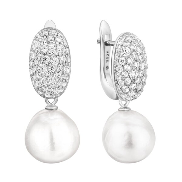 Stříbrné náušnice s 11 mm Kasumi perlou - stříbro 925/1000, Stříbrná Bílá