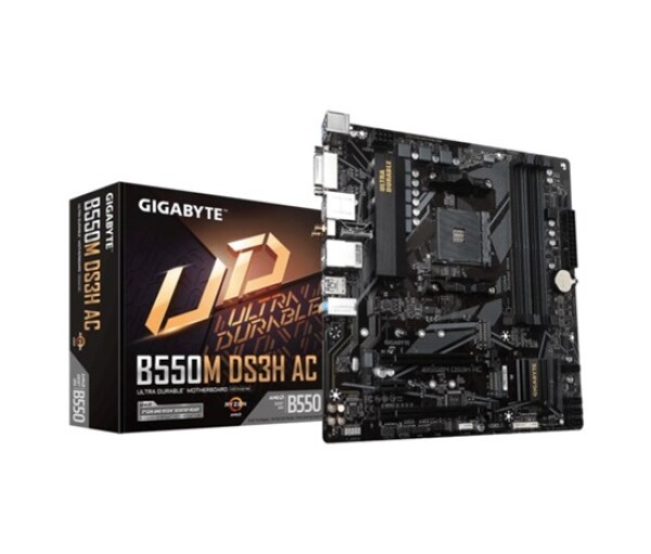 GIGABYTE MB Sc AM4 B550M DS3H AC, 4xDDR4, 1xDP, 1xHDMI, 1xDVI-D, Wi-Fi, mATX EDF_524736
