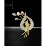 Exkluzivní perlová brož Swarovski Elements Rachel, Žlutá