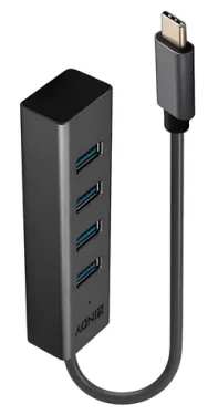 Lindy USB-C šedá / Rozbočovač / 4x USB-A / USB 3.2 Gen 1 / 5 Gbit/s (43325)