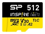 Silicon Power Inspire 512GB / Paměťová karta microSDXC / UHS-I U3 / V30 / A2 / čtení 170 MB/s (SP512GBSTXLA2V1NSP)