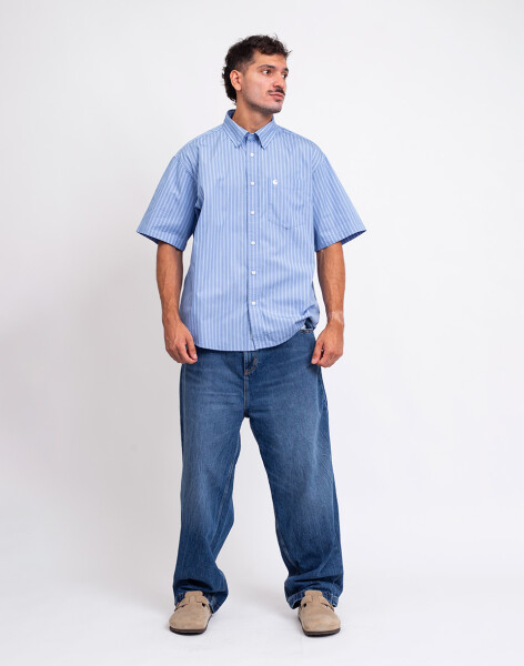 Carhartt WIP Brandon Pant Blue marble used wash M